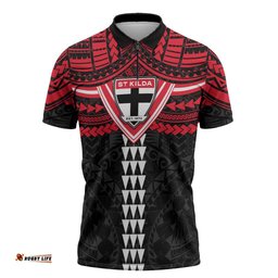 Personalized St Kilda Saints Zipper Polo Shirt Polynesian Tribal Pattern Heritage Football TS04