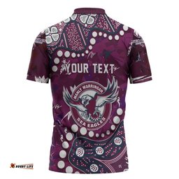 Personalized Manly Warringah Sea Eagles Zipper Polo Shirt Aboriginal Pattern with Graffiti Style Design TS04