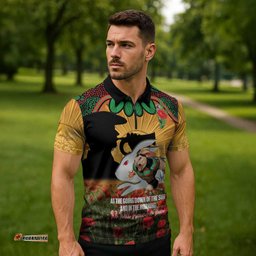 Personalised Rabbitohs Rugby ANZAC Day Zipper Polo Shirt Last Post Poppy We Will Remember Them LT14