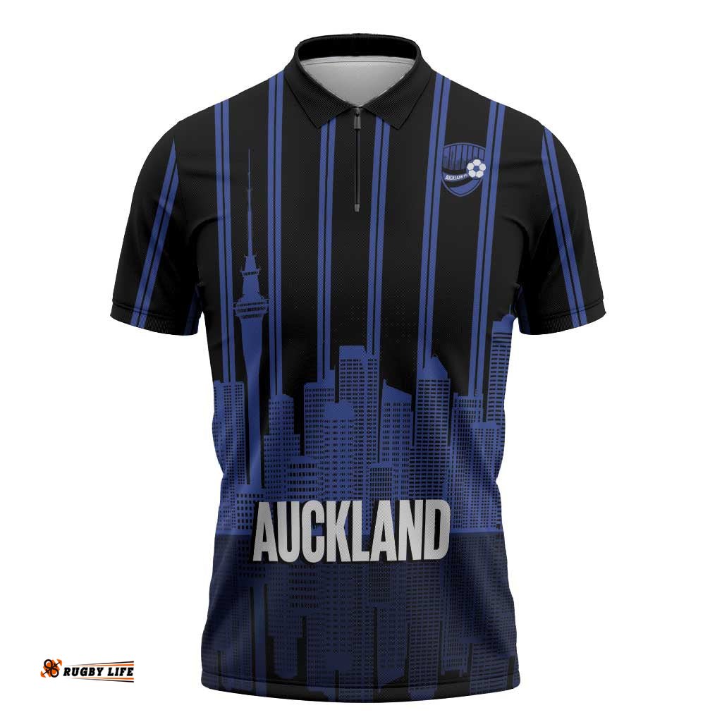 New Zealand Auckland Football Custom Zipper Polo Shirt Go City of Sails Est 2025 LT14