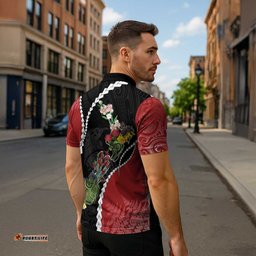 New Zealand Christmas Zipper Polo Shirt Flora Map with Birds LT7