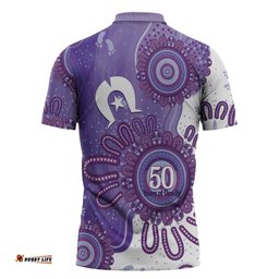NAIDOC Week 2026 Zipper Polo Shirt 50 Years Deadly Dhari Purple Aboriginal Art LT14