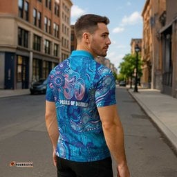 NAIDOC Week 2026 Zipper Polo Shirt Turtle Dream On The Waves DT05