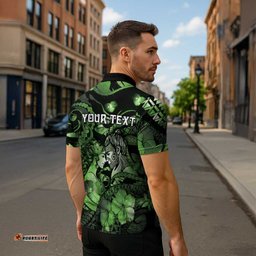 Personalised Maori Romantic Valentine Zipper Polo Shirt The Hongi Kiss Green Galaxy DT05