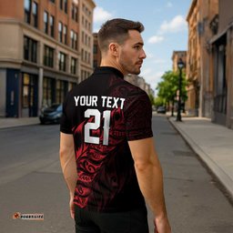 New Zealand Lawn Bowls Custom Zipper Polo Shirt Red Maori Warrior Tribal Silver Fern LT9