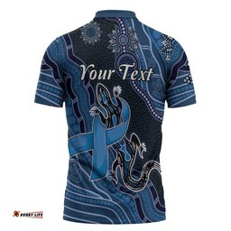Personalised Autism Awareness Zipper Polo Shirt Hope Ribbon And Aboriginal Patterns DT05