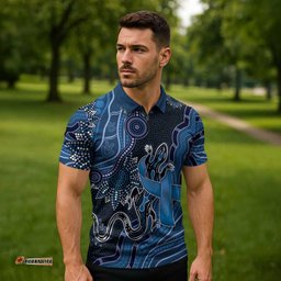 Personalised Autism Awareness Zipper Polo Shirt Hope Ribbon And Aboriginal Patterns DT05