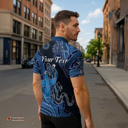 Personalised Autism Awareness Zipper Polo Shirt Hope Ribbon And Aboriginal Patterns DT05