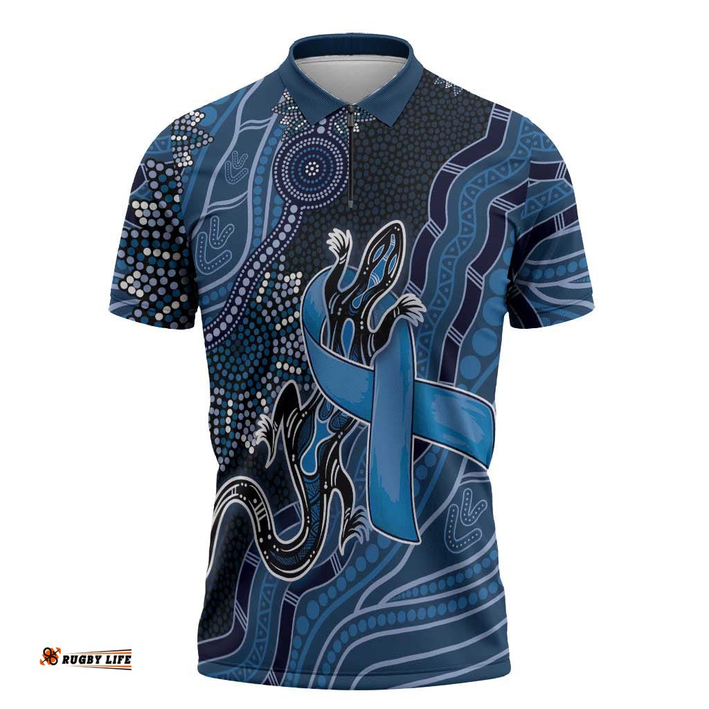 Personalised Autism Awareness Zipper Polo Shirt Hope Ribbon And Aboriginal Patterns DT05