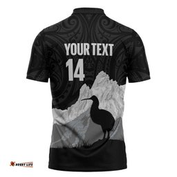 New Zealand South Island Football Custom Zipper Polo Shirt Aoraki Mount Cook With Kiwi Maori Pattern LT14