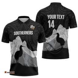 New Zealand South Island Football Custom Zipper Polo Shirt Aoraki Mount Cook With Kiwi Maori Pattern LT14