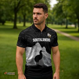 New Zealand South Island Football Custom Zipper Polo Shirt Aoraki Mount Cook With Kiwi Maori Pattern LT14