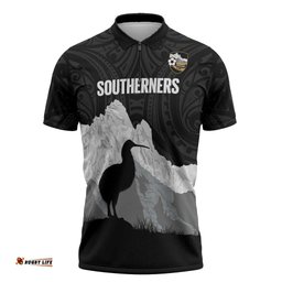 New Zealand South Island Football Custom Zipper Polo Shirt Aoraki Mount Cook With Kiwi Maori Pattern LT14