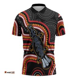 Indigenous Platypus Australia Zipper Polo Shirt Australian Aboriginal Art Proud LT14