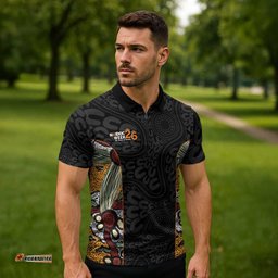 Personalised NAIDOC Deadly 50 Years Zipper Polo Shirt Minimalist Aboriginal Art LT9
