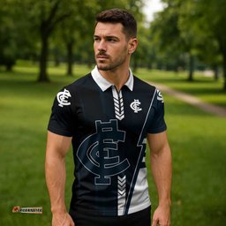 Personalized Carlton Blues Zipper Polo Shirt Modern Geometric Sports Graphic Style TS04