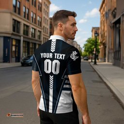 Personalized Carlton Blues Zipper Polo Shirt Modern Geometric Sports Graphic Style TS04