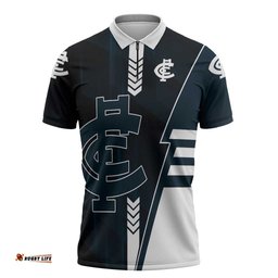 Personalized Carlton Blues Zipper Polo Shirt Modern Geometric Sports Graphic Style TS04