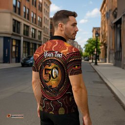 NAIDOC Week 2026 Personalised Zipper Polo Shirt 50 Years of Deadly Lizard Kangaroo Aboriginal Art LT14