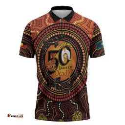 NAIDOC Week 2026 Personalised Zipper Polo Shirt 50 Years of Deadly Lizard Kangaroo Aboriginal Art LT14