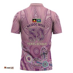 NAIDOC Week - 50 Years Deadly Zipper Polo Shirt Pastel Wings LT7