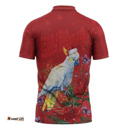 Merry Cocka-mas Zipper Polo Shirt Australia Christmas Red Art LT9