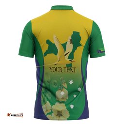 Personalised Australia Christmas Island Zipper Polo Shirt Golden Bosun Abutilon listeri With Map LT14