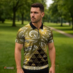 Matariki New Zealand Zipper Polo Shirt NZ Niho Taniwha Maori New Year Yellow Galaxy LT14