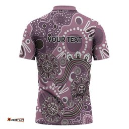 Personalised NAIDOC Week 50 Years Deadly Always Zipper Polo Shirt Pink Aboriginal Artwork Dot Painting LT9