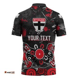 Personalized St Kilda Saints Zipper Polo Shirt Aboriginal Dot Painting Graffiti Style TS04