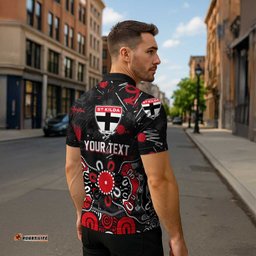 Personalized St Kilda Saints Zipper Polo Shirt Aboriginal Dot Painting Graffiti Style TS04