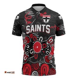 Personalized St Kilda Saints Zipper Polo Shirt Aboriginal Dot Painting Graffiti Style TS04