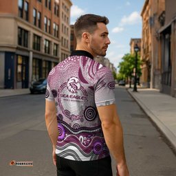 Manly Warringah Sea Eagles Rugby Zipper Polo Shirt Australian Aboriginal Dot Painting Style TS04