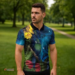 Tui Bird New Zealand Starry Sky Zipper Polo Shirt Maori Koru LT7