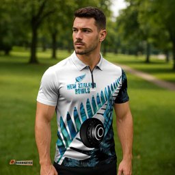 New Zealand Lawn Bowls Custom Zipper Polo Shirt Aotearoa Silver Fern Paua Shell LT14