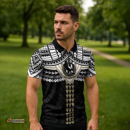 Personalized Collingwood Magpies Zipper Polo Shirt Polynesian Tribal Pattern Heritage Football TS04