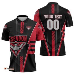 Personalized Essendon Bombers Zipper Polo Shirt Modern Geometric Sports Graphic Style TS04