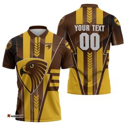 Personalized Hawthorn Hawks Zipper Polo Shirt Modern Geometric Sports Graphic Style TS04