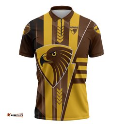Personalized Hawthorn Hawks Zipper Polo Shirt Modern Geometric Sports Graphic Style TS04