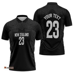 New Zealand Basketball Ta Moko Tribal Custom Zipper Polo Shirt LT03
