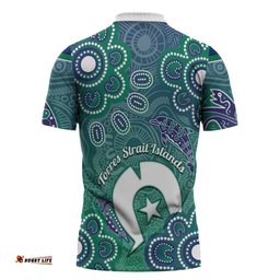 Sea Turtle Torres Strait Islands Zipper Polo Shirt Pacific Indigenous Australian Oceanic Dot Art TS04