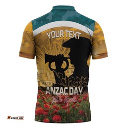 Personalised Wallabies ANZAC Day Zipper Polo Shirt Last Post Poppy Lest We Forget LT14