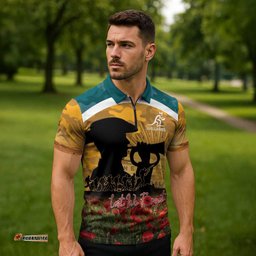 Personalised Wallabies ANZAC Day Zipper Polo Shirt Last Post Poppy Lest We Forget LT14