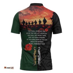 New Zealand and Australia ANZAC Day Zipper Polo Shirt Lest We Forget Indigenous and Maori Pattern LT03