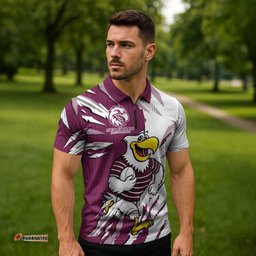 Personalized Manly Warringah Sea Eagles Zipper Polo Shirt Dynamic Lightning Mascot Rugby Australia TS04