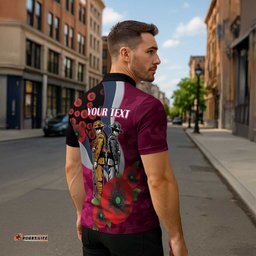 Manly Warringah Sea Eagles ANZAC Personalised Zipper Polo Shirt Lest We Forget Poppy Camo LT9