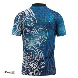 Matariki Galaxy Zipper Polo Shirt Maori Taniko Pattern LT9
