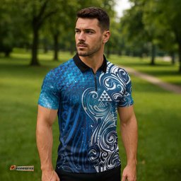 Matariki Galaxy Zipper Polo Shirt Maori Taniko Pattern LT9