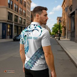Kahui Whetu Paua shell Kowhaiwhai Taniko Personalised Zipper Polo Shirt Turtle Tattoo Maori Tribal Style LT9