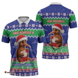 New Zealand Christmas Zipper Polo Shirt Have Yourself A Kiwi-tastic Christmas LT05